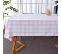 Yofori Gingham Tablecloth, Heavy Duty Cotton Blend Table Cloth for Rectangle Tables Checkered Table Cover for Kitchen Dinning Outdoor Picnics (Pink, 135 x 250 cm)