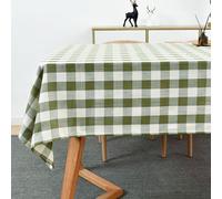 Yofori Gingham Tablecloth, Heavy Duty Cotton Blend Table Cloth for Rectangle Tables Checkered Tablecloth for Kitchen Dinning Outdoor Picnics (Green, 135 x 250 cm)