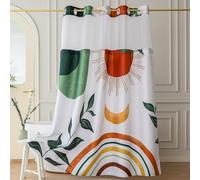 Yofori Hookless Shower Curtain with Snap in Fabric Liner Set, Abstract Bohemian Style Shower Curtain with See Through Top Window Wet Room Shower Curtains for Bathroom, 181x188cm