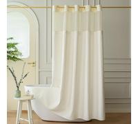 Yofori Hookless Shower Curtain with Snap in Fabric Liner Set, Waffle Shower Curtain with See Through Top Window Wet Room Shower Curtains for Bathroom, Beige, 183x183cm
