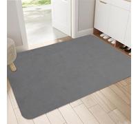 YOFTLUJU Indoor Door Mat, Non Slip Absorbent Resist Dirt Entrance Mat, Washable, 36" x 79", Light Grey