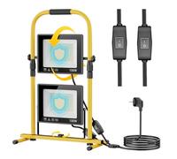 Yofuly 200W LED Work Light Portable Stand Floodlight 6500K Job Site Lighting, 1.5M Cord Plug in Work Light & Independent Switch IP66 Waterproof for Outdoor Garage Workshop Construction