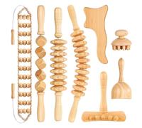 Yofuly 8 Pcs Wood Therapy Massage Tools, Professional Complete Maderotherapia Massager Roller Gua Sha Set Kit, for Body Shaping, Lymphatic Drainage, Muscle Pain Relief, Anti Cellulite