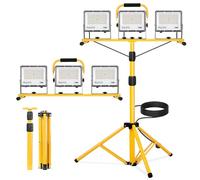 Yofuly LED Work Lights with Stand 3×70W 21000LM, 3 Adjustable Head Site Light IP66 Waterproof, Portable Floodlight with 5m Cable for Garage Workshop Construction, PC Lenses | Height Adjustable 160cm