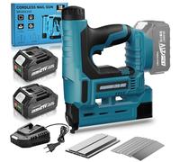 Yofuly Nail Gun Cordless for Makk-ita 18V Battery, 2X4000mAh Battery, Upgrade 18GA 2-in-1 Brad Nailer Adjustable Depth, Electric Staple Gun with 1000 Nails and Staples for Upholstery, Woodworking