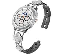 YOFUNTLE Compatible with Samsung Galaxy Watch 8 Strap 40mm 44mm Watch 8 Classic 46mm Women Strap Four Leaf Clover Rhinestone Replacement Chain for Galaxy Watch 8/8 Classic, Standard, Metal, No