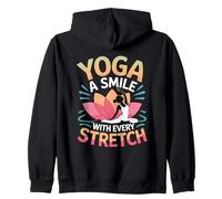 Yoga A Smile with Every Stretch cute Mindfulness Yoga Zip Hoodie