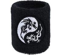 Yoga accessory Yoga outfit Ying Yang dragonSweat Band for Wrist - Embroidered Sweat Absorbent Wrist band for Men Women - Black Terrycloth Arm Band for Training/Workout