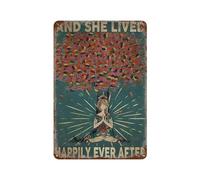 Yoga and Tree And She Lived Happily Ever After,Vintage Metal Sign Kitchen Bathroom Office Bar Coffee Garage Cave Home Living Wall Decor(30x40cm)12x16 inch-G26