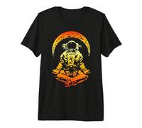 Yoga Astronaut Crescent Moon Space Science Zen Meditation Premium T-Shirt