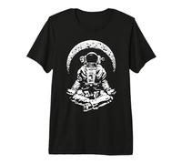 Yoga Astronaut Crescent Moon Space Science Zen Meditation Premium T-Shirt