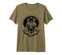 Yoga Astronaut Crescent Moon Space Science Zen Meditation Premium T-Shirt