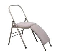Yoga Auxiliary Chair with Lumbar Back Support, Foldable Balance Training - Metal Back Bender Lounge Inversion Handstand Trainer -(Gray)