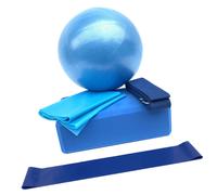 Yoga Ball Set Block Kit Portable 5-Piece Yoga Gear For Home Workouts Blue Multi-Use Exercise Ball