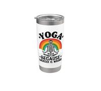 Yoga Because Murder is Wrong Rainbow Skeleton Doing Yoga Stainless Steel Insulated Tumbler