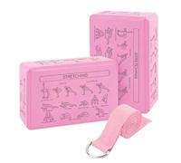 Yoga Block - High-Density EVA Foam Yoga Brick with Non-Slip Edges & Stretch Strap | YogaProp for Balance, Flexibility, Pilates, Dance, and Stretching | Lightweight Support Block (300g)