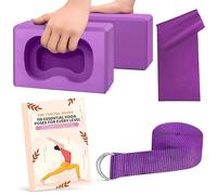 Yoga Blocks 2-Pack Kit with Strap & Free Ebook Guide - Non-Slip Yoga Accessories Set for Home, Gym & Pilates | Stretching, Splits & Exercise EVA Foam Bricks Gifts for Women (Yoga Block + Strap + RB)