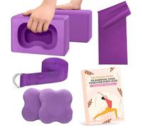 Yoga Blocks 2-Pack Kit with Strap & Free Ebook Guide - Non-Slip Yoga Accessories Set for Home, Gym & Pilates | Stretching, Splits & Exercise EVA Foam Bricks Gifts for Women (Yoga Block Set of 4)