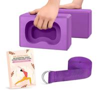 Yoga Blocks 2-Pack Kit with Strap & Free Ebook Guide - Non-Slip Yoga Accessories Set for Home, Gym & Pilates | Stretching, Splits & Exercise EVA Foam Bricks Gifts for Women (Yoga Block + Strap)