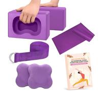 Yoga Blocks 2-Pack with Strap, Resistance Band, Knee Pads & Ebook Guide - High-Density EVA Foam Yoga & Gym Bricks for Stretching, Balance & Flexibility - Non-Slip Yoga Set for Home, Gym & Pilates
