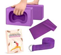 Yoga Blocks 2Pack with Strap, Resistance Band & Ebook Guide - High-Density EVA Foam Yoga & Gym Bricks for Stretching, Balance & Flexibility - Non-Slip Exercise Blocks for Home Workouts