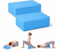 Yoga Blocks Pair, High Density EVA Foam Yoga Brick Blocks, Non Slip Pilates Blocks for Stretching, Balance, Flexibility, Gym Exercise & Home Workout, Lightweight Yoga Props for Adults (Pair of Blue)