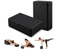 Yoga Blocks Pair, High Density EVA Foam Yoga Brick Blocks, Non Slip Pilates Blocks for Stretching, Balance, Flexibility, Gym Exercise & Home Workout, Lightweight Yoga Props for Adults (Pair of Black)