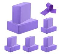 Yoga Blocks & Resistance Band Set, 10 Pack High-Density EVA Foam Yoga Block Bulk 9"x6"x3" Non-Slip Dance Brick Lightweight for Women Gym Stretching Yoga Pilates(Purple)