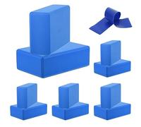 Yoga Blocks & Resistance Band Set, 10 Pack High-Density EVA Foam Yoga Block Bulk 9"x6"x3" Non-Slip Dance Brick Lightweight for Women Gym Stretching Yoga Pilates(Dark Blue)