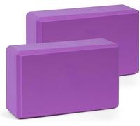 Yoga Blocks Set, 2Pcs Exercise Block with High Density and Non-slip for Improving Strength and Balance and Flexibility, Lightweight Pilates Brick for Fitness (Purple)