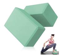 Yoga Blocks Set, LULUWA 2pcs EVA Foam Exercise Block with High Density & Non-slip for Improving Strength & Balance and Flexibility, Lightweight Pilates Brick for Fitness (Green, 23 x 15 x 7.7cm)