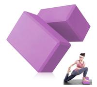 Yoga Blocks Set, LULUWA 2pcs EVA Foam Exercise Block with High Density & Non-slip for Improving Strength & Balance and Flexibility, Lightweight Pilates Brick for Fitness (Purple, 23 x 15 x 7.7cm)