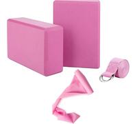 Yoga Blocks Set of 2 with Strap and Elastic Resistance Band EVA Foam Soft and Sturdy Non-Slip Lightweight Yoga Bricks for Balance, Stretching, Pilates, Meditation, and Deep Flexible Poses