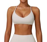 Yoga Bra Quick-Drying Cross Back Beautiful Back High-Intensity Fitness Wear Casual Running Sports Bra(Lightapricot,Medium)