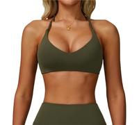 Yoga Bra Quick-Drying Cross Back Beautiful Back High-Intensity Fitness Wear Casual Running Sports Bra(Vinegreen,Medium)