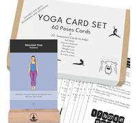Yoga Cards and Sequence Deck with Wooden Holder - 60 Pose Cards + 23 Guided Sequences for Beginners and Advanced Practice