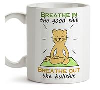 Yoga cat Mug - Breathe in the Good Shit, Breathe Out the Bullshit - Ceramic 350 mL / 11 oz