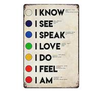 Yoga Chakras I Know I See I Speak Novelty Retro Metal Tin Sign, Funny Wall Decor Garage Bar Courtyard Living room 8x12 Inch