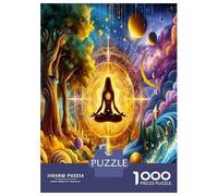 Yoga Cosmic Tree 1000 Piece Jigsaw Puzzle Bundle Spiritual Harmony Jigsaw Puzzle Extra-Thick Cardboard Jigsaw Puzzle Collector Mind Relaxation Office Break Travel 52x38cm/1000pcs