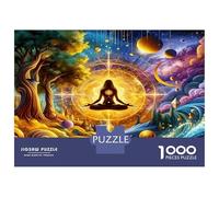 Yoga Cosmic Tree 1000 Piece Jigsaw Puzzle Set Spiritual Harmony Classic Jigsaw Puzzle Recycled Cardboard Adult Educational Challenge Fun Present Home Activity Great Gift Idea 52x38cm/1000pcs