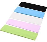 Yoga Cotton Headbands, 5 Pcs, Stretchy Elastic Solid Headbands, Sweatbands, Mixed Colors Ballet Headband, Cotton Sports Headband for Women Girls Suitable for Yoga, Pilates, Running, Cycling