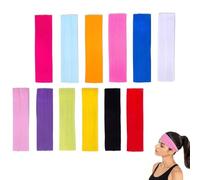 Yoga Cotton Headbands, Pack of 12 Elastic Sweatbands, Stretch Sweatband, Ballet Headband, Headband for Men and Women, Training and Fitness (20 x 5 cm)
