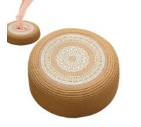 Yoga Cushion - Meditation Cushion - Round Woven Straw Cushion | Mat Breathable Woven Tatami Seat Stool Stool for Yoga, Meditation, Zen Temple, Japanese Decoration