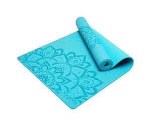 YOGA DESIGN LAB | The Flow Mat | Designed for Support | Extra-Thick | Reversible | Ideal for Hot Yoga, Power, Vinyasa, Ashtanga, Sweaty & Slow Workouts | Includes Carrying Strap (Mandala Aqua)