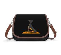 Yoga Dog Leather Crossbody Bags for Women Slouchy Printed Shoulder Handbag with Adjustable Strap