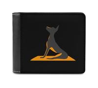 Yoga Dog Leather Men's Bifold Wallet Minimalist Credit Card Holder Simple Coin Purse with Hidden Slots