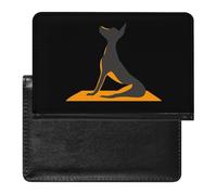 Yoga Dog Leather Passport Holder ID Card Protector Portable Cover Case Travel Wallet for Men Women