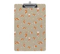 Yoga Dogs and Welsh Corgi A4 Size Clipboard Funny Aesthetic Working Studying Letter Standard Clip Board 12.5×8.5 in Hardboard for School Classroom Kids Writing Drawing