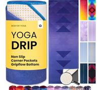 Yoga Drip Hot Yoga Towel - Non Slip Yoga Mat Towel with Corner Pockets, Silicone Grip Dots & Subtle Alignment Lines | Sweat Absorbent, Moisture Wicking, Quick Dry | No Bunching or Sliding | 72” x 26”