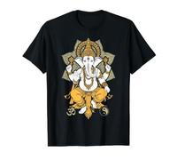 Yoga Elephant God Ganesh Ganesha Indian Om Yin Yang Mandala Value Graphic T-Shirt, Men, Black, S